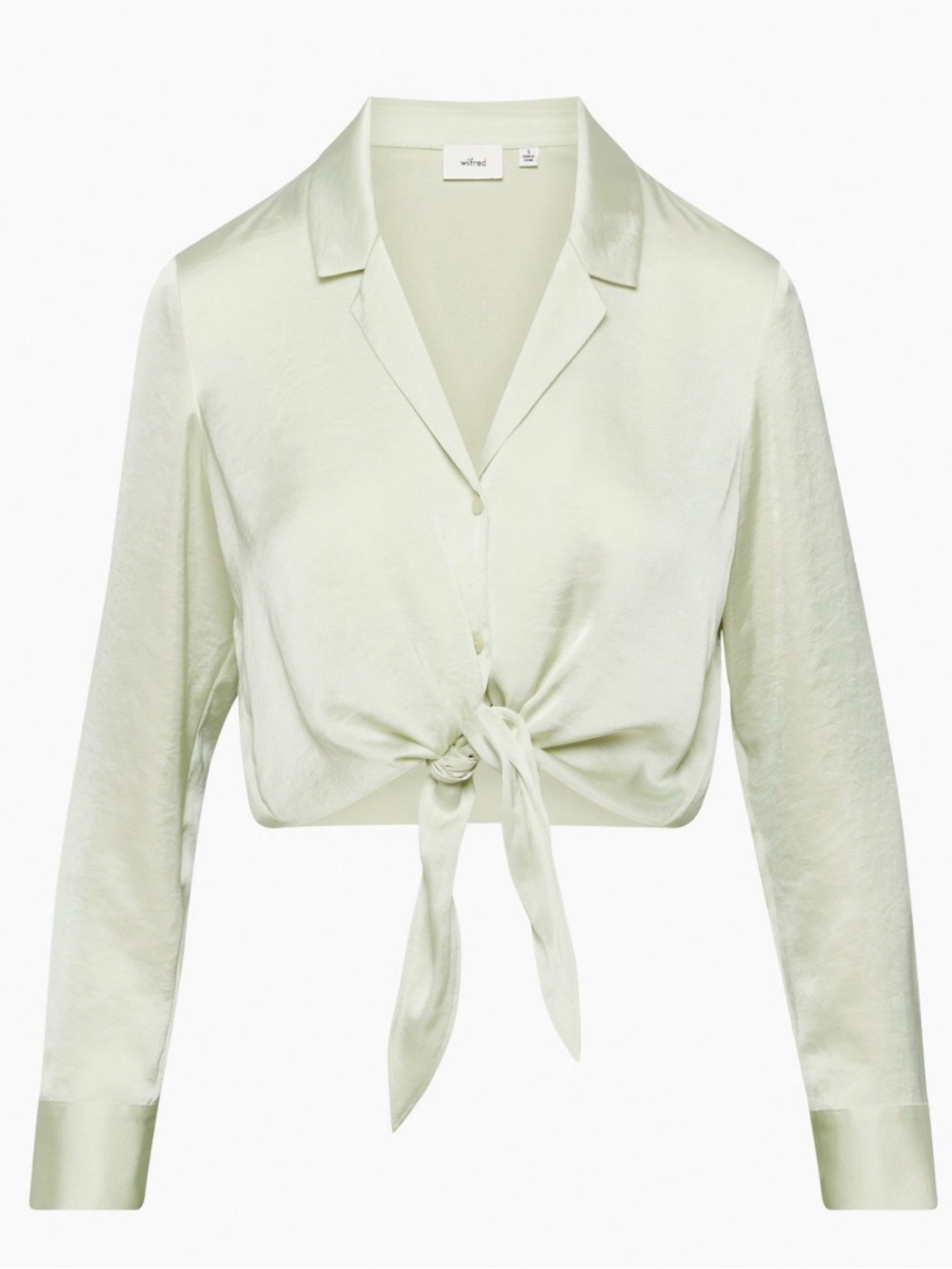 Aritzia Wilfred CreamTie-Front Satin Blouse
